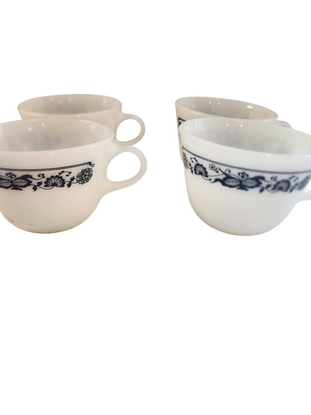 Pyrex Old Town Blue MIlk Glass Coffee Cups Set of 4